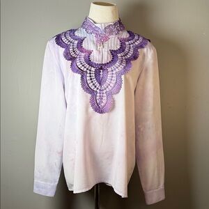 Lavender Lace Appliqué Long-Sleeve Top